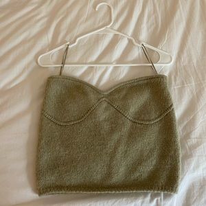 Zara knit tube top sage green